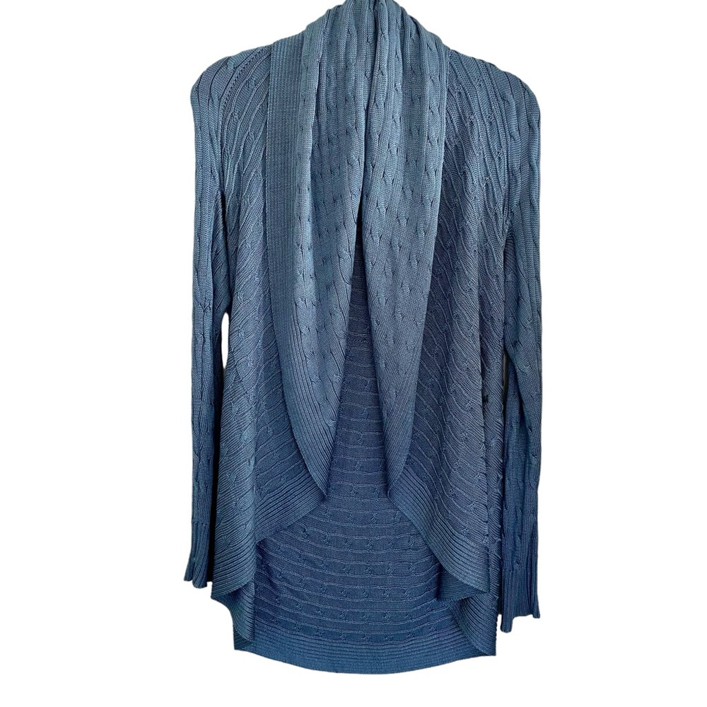 Ralph Lauren Black Label 100% Silk Circle Cable Knit Cardigan Blue Medium